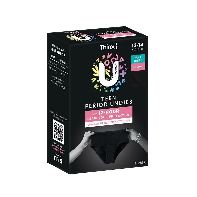 U by Kotex Thinx Period Undies Teen Size Y12-14 1 Pack