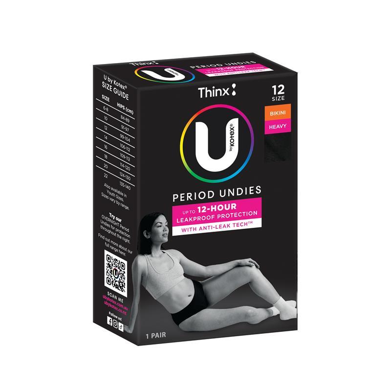 U by Kotex Thinx Period Undies Bikini Cut Size 12 1 Pack