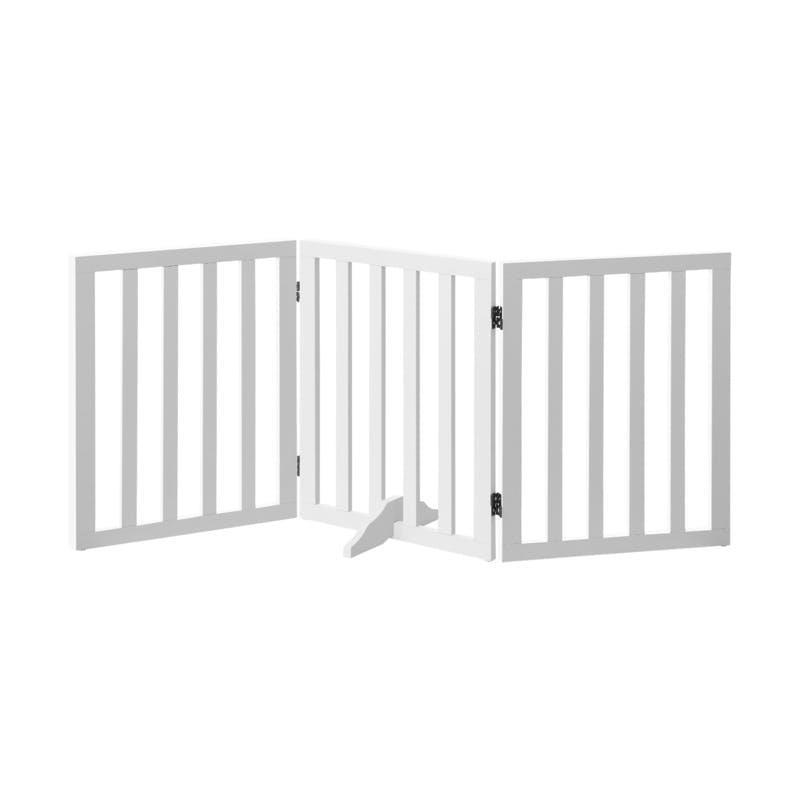 Alopet Wooden Pet Gate Dog Fence Safety Stair Barrier Security Door 3 Panels 142 cm X 60.5 cm X 2 cm