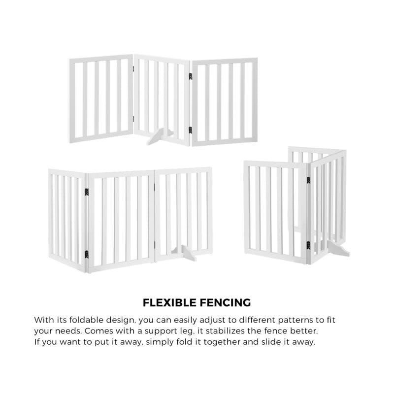 Alopet Wooden Pet Gate Dog Fence Safety Stair Barrier Security Door 3 Panels 142 cm X 60.5 cm X 2 cm