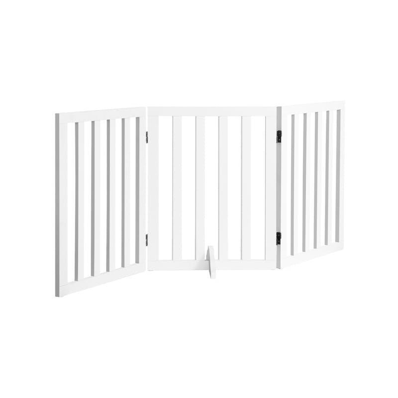Alopet Wooden Pet Gate Dog Fence Safety Stair Barrier Security Door 3 Panels 142 cm X 60.5 cm X 2 cm
