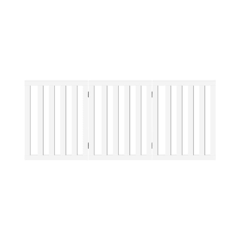 Alopet Wooden Pet Gate Dog Fence Safety Stair Barrier Security Door 3 Panels 142 cm X 60.5 cm X 2 cm