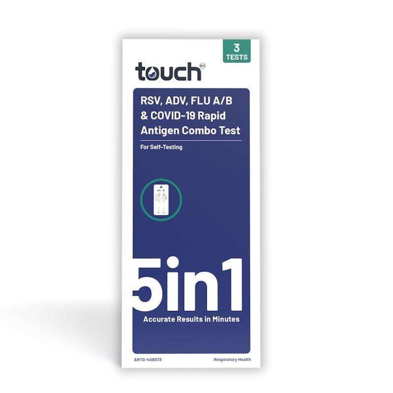 TouchBio 5-in-1 Rapid Antigen Test - RSV, ADV, Flu A/B & COVID-19 - 1 Test
