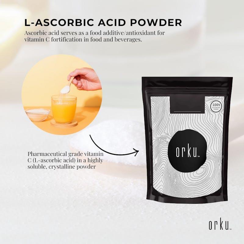 Orku Vitamin C Powder Pure L-Ascorbic Acid - USP Grade Non-GMO 400g