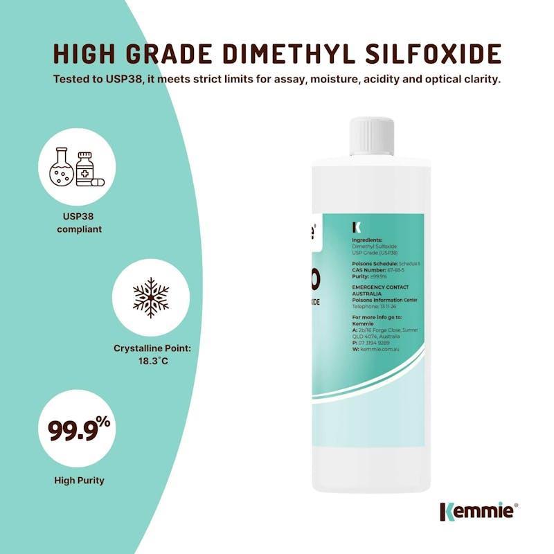Kemmie DMSO Liquid 1L - 99.9% Pure High Purity Dimethyl Sulfoxide Solvent 1Unit