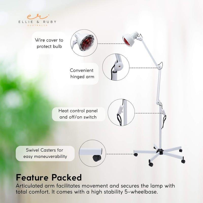 Ellie & Ruby Infrared Heat Floor Lamp 275W Mobile Dimmable Home Salon Treatment 1Unit