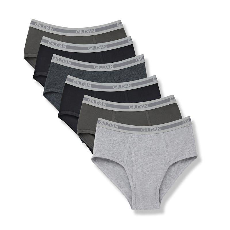 Gildan Men's Modern Brief Underwear - 6 Pack Mixed Black Grey (GIL1101) Medium