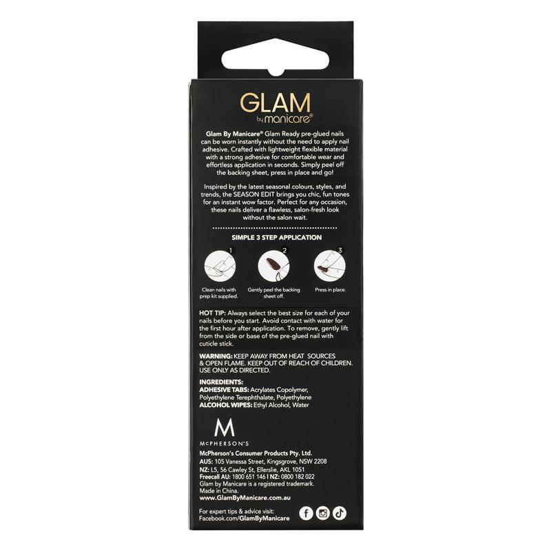 Glam By Manicare Glam Ready Pre-Glued Nails Season Edit 30 Pieces 22465