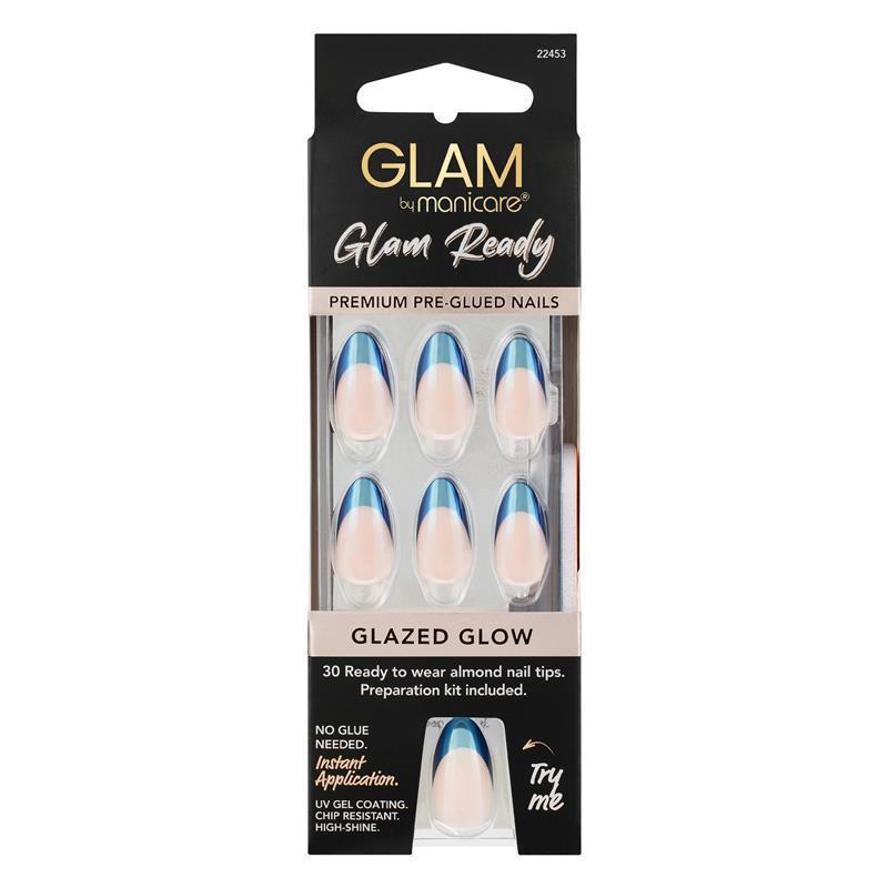 Glam By Manicare Glam Ready Pre-Glued Nails Glazed Glow 30 Pieces 22453