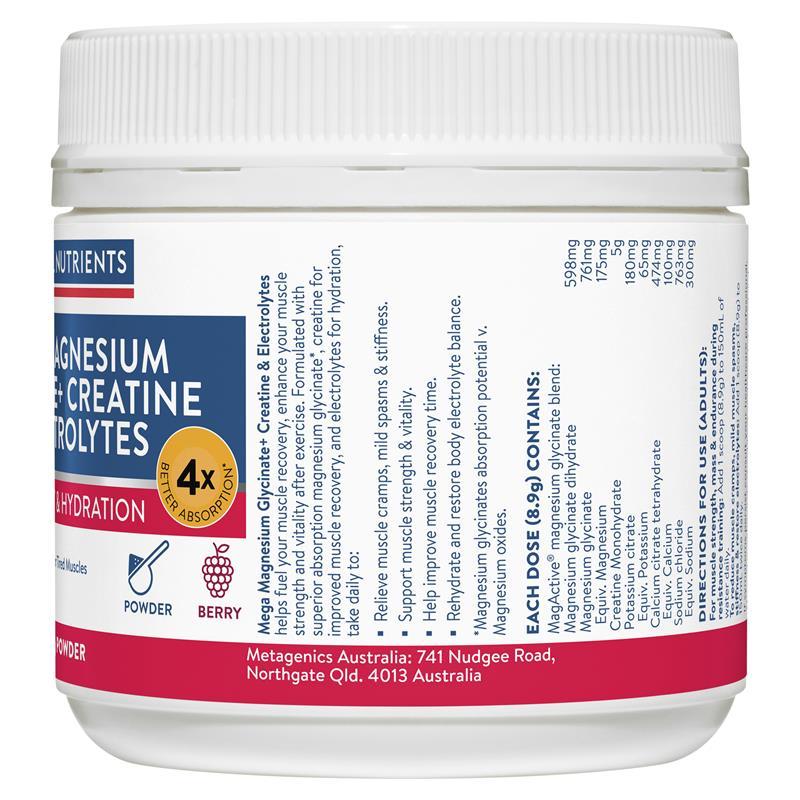 Ethical Nutrients Mega Magnesium Glycinate+ Creatine & Electrolytes 250g