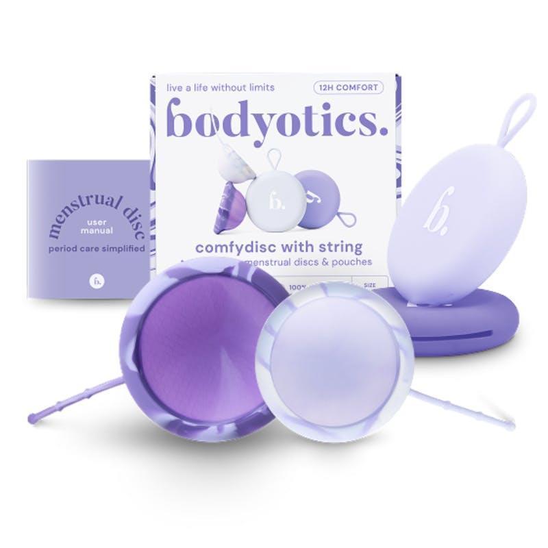 Bodyotics Menstrual Disc Set with Pull-Off String — Two Sizes S & L Purple & Lavender