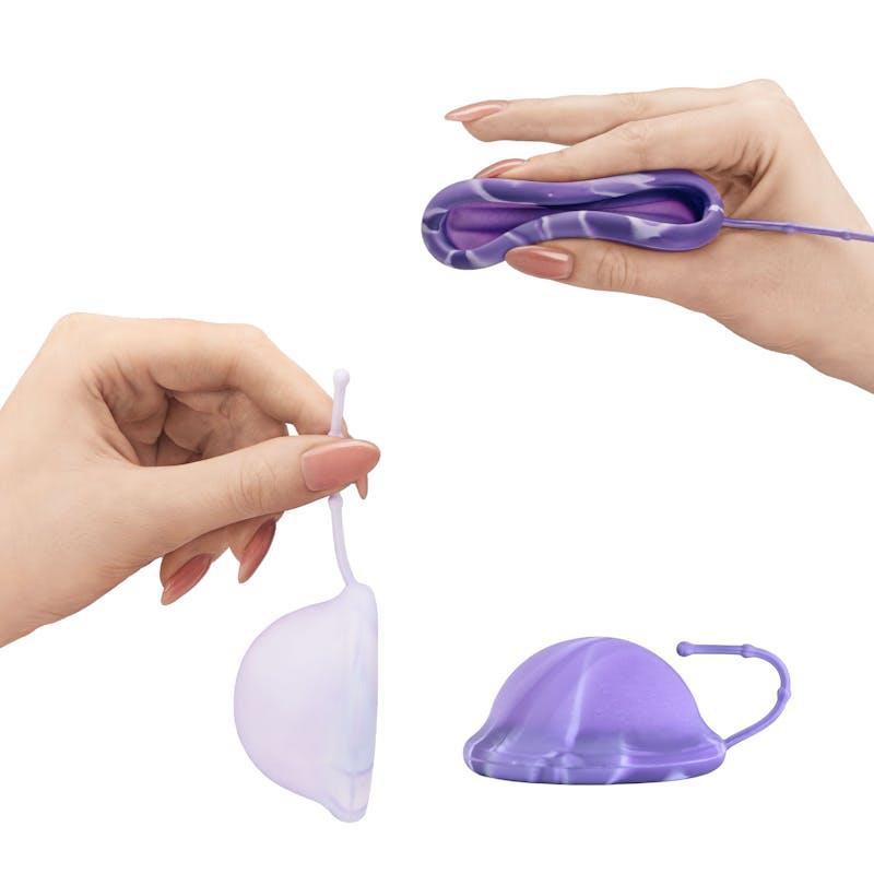 Bodyotics Menstrual Disc Set with Pull-Off String — Two Sizes S & L Purple & Lavender