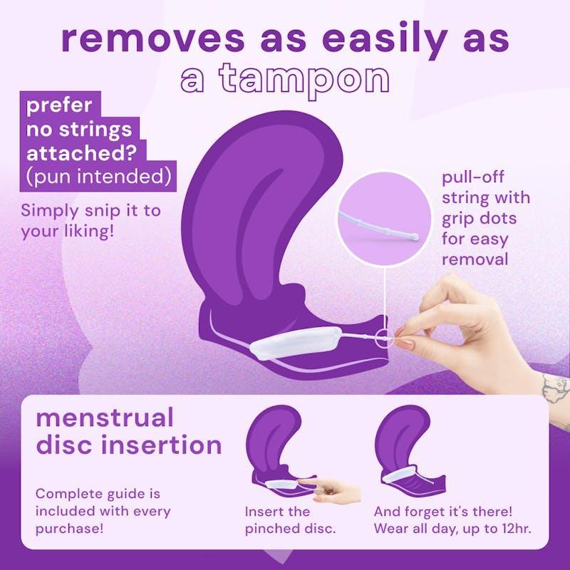 Bodyotics Menstrual Disc Set with Pull-Off String — Two Sizes S & L Purple & Lavender