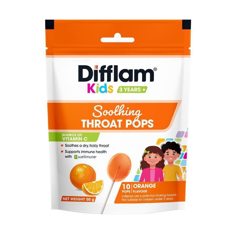 Difflam Kids Soothing Throat Pops Orange 10 Pack