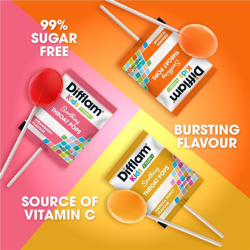 Difflam Kids Soothing Throat Pops Strawberry 20 Pack