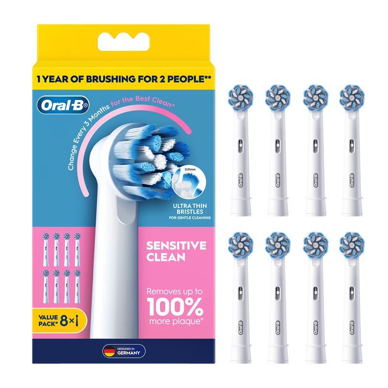 Oral B Power Toothbrush Sensitive Clean Refills 8 Pack