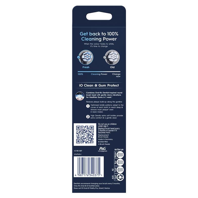 Buy Oral B Power Toothbrush iO Clean and Gum Protect Refills Black 4 ...