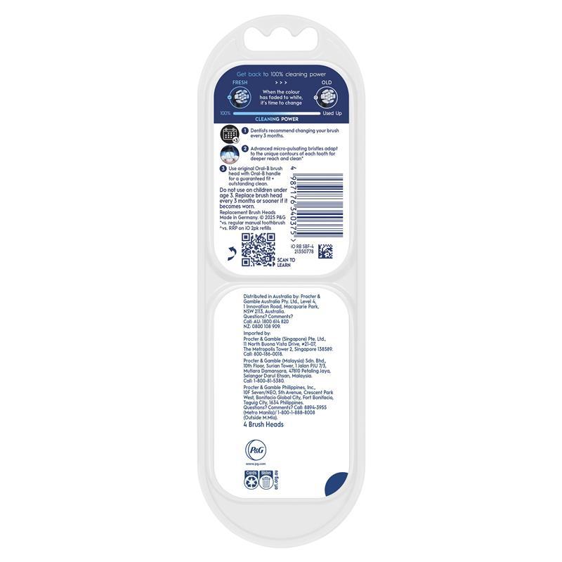Oral B Power Toothbrush iO Clean and Gum Protect Refills Black 4 Pack