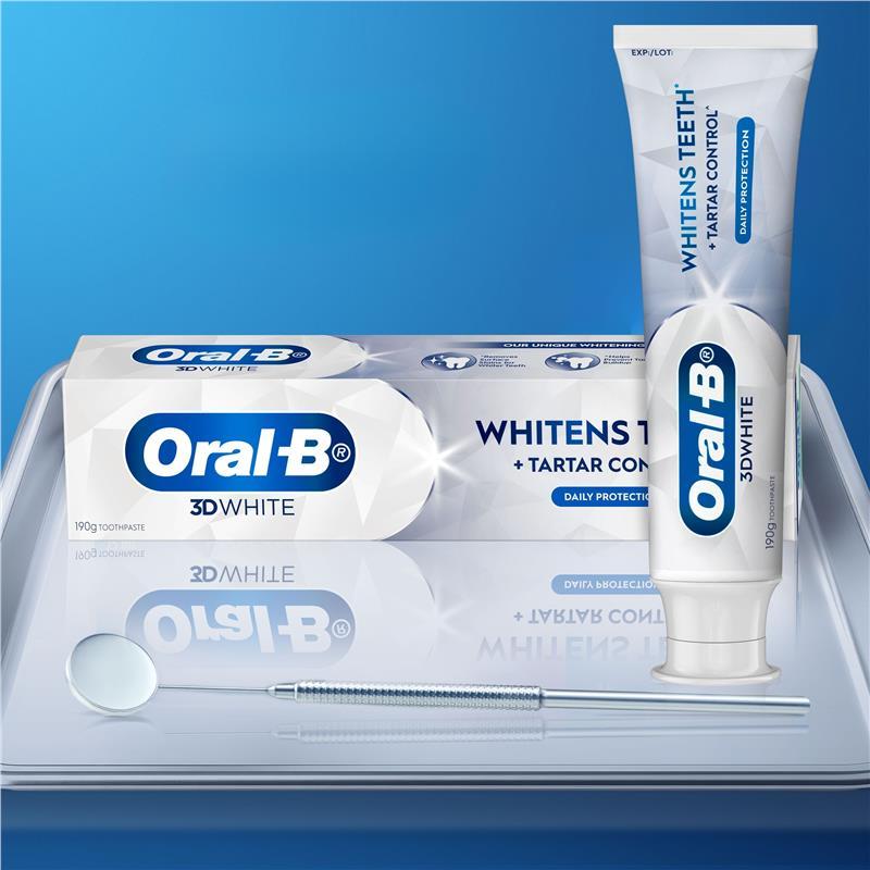 Oral B Toothpaste 3D White Whitens Teeth Long Lasting Freshness 2 x 190g  Value Pack