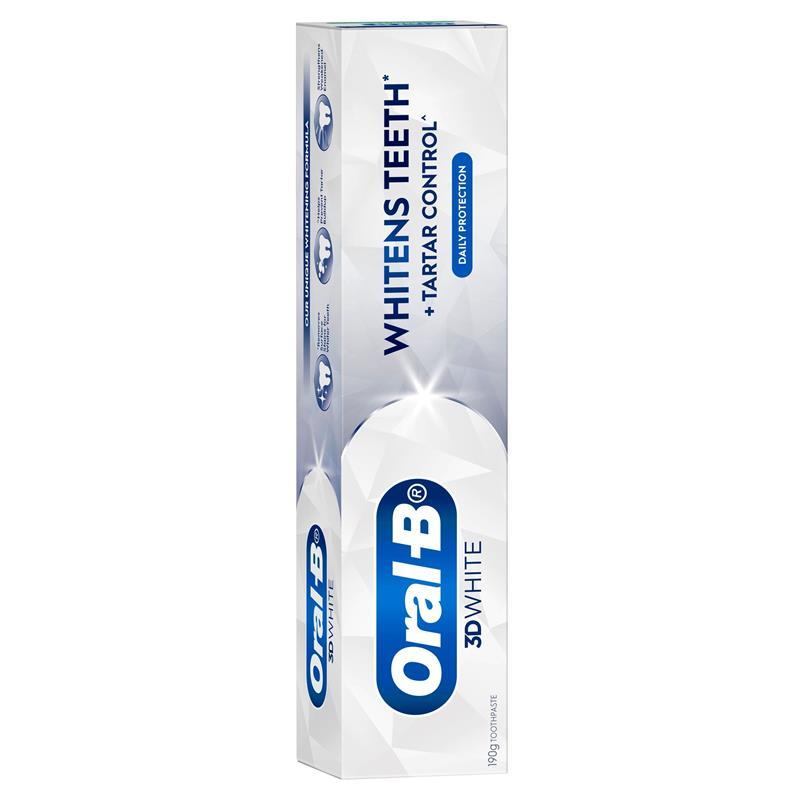 Oral B Toothpaste 3D White Whitens Teeth Long Lasting Freshness 2 x 190g  Value Pack