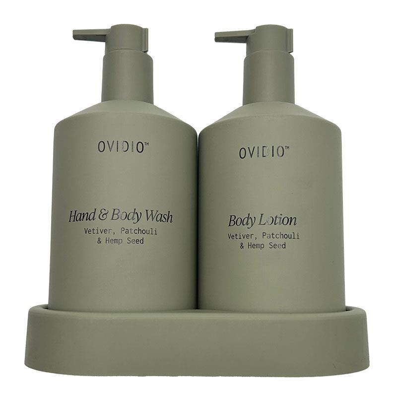 Ovidio Vetiver Patchouli & Hemp Seed Wash & Lotion + Tray Gift Set