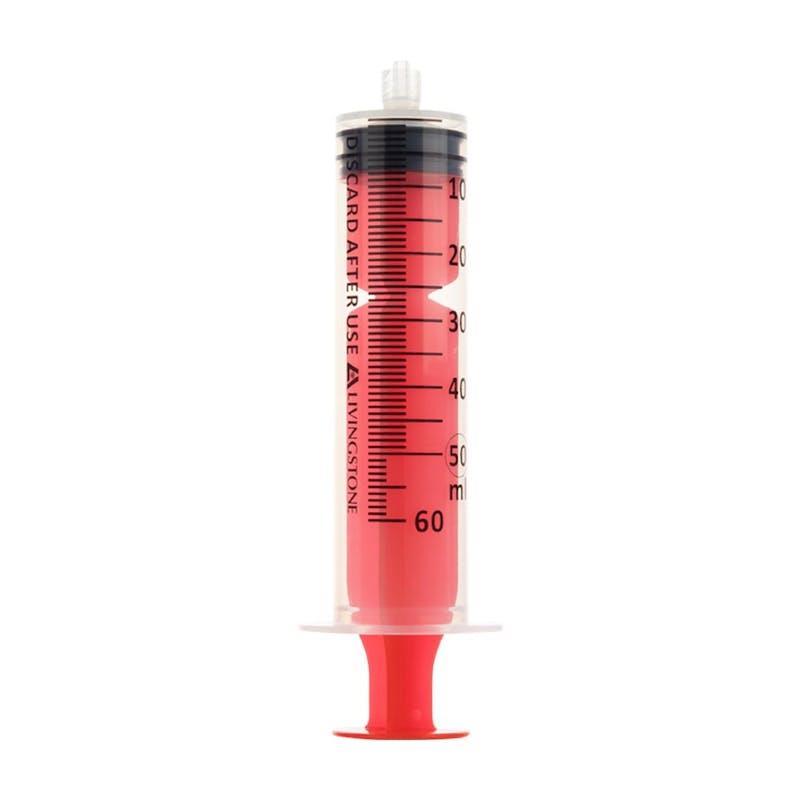 Livingstone Syringe Luer Lock Tip Red Plunger Sterile 50mL 25 Pieces/Box