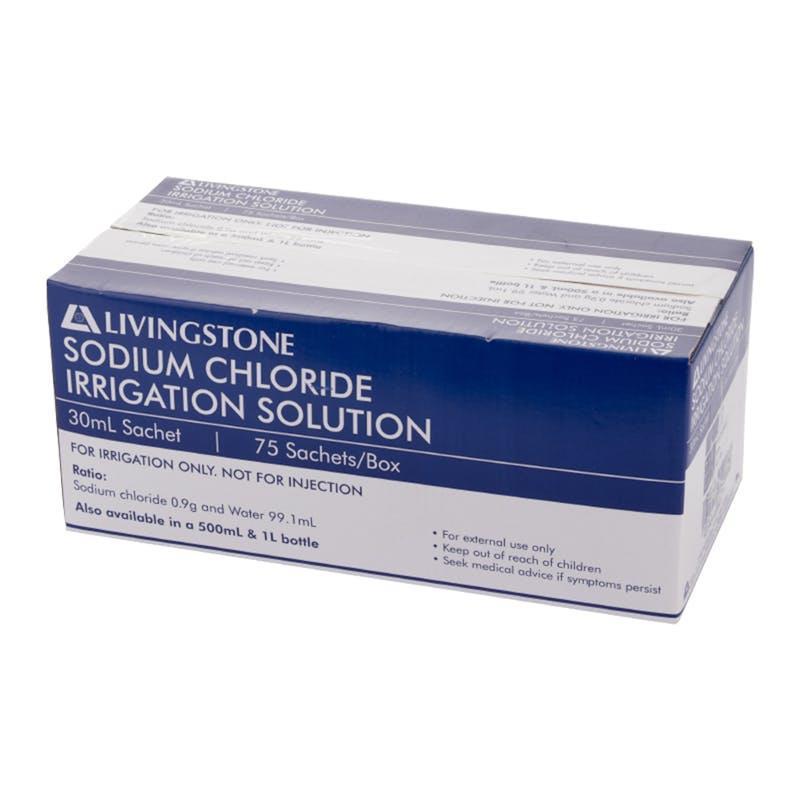 Livingstone Saline Eyewash and Irrigation Solution 30mL Sachet 75 Pieces/Box