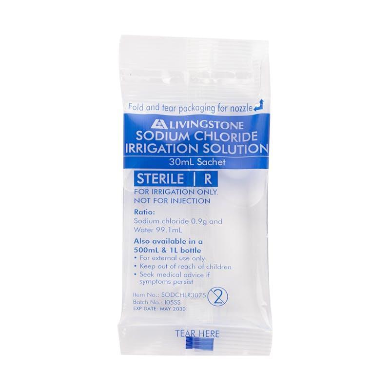 Livingstone Saline Eyewash and Irrigation Solution 30mL Sachet 75 Pieces/Box