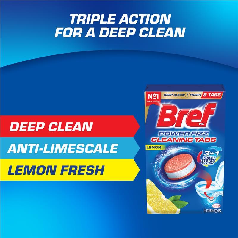Bref Power Fizz Cleaning Tabs Lemon 8 Pack