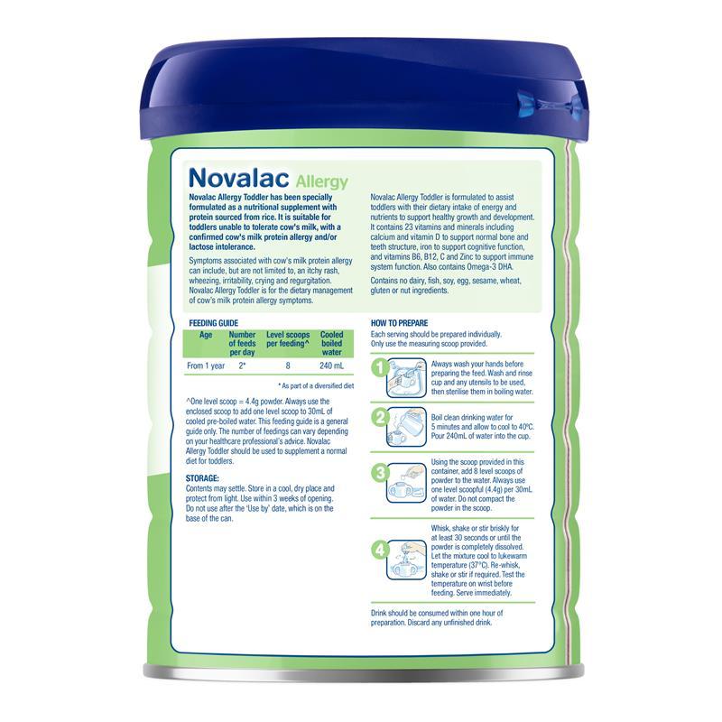 Novalac Allergy Rice Based Toddler Drink 12 Months + 800g