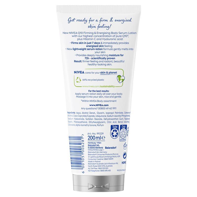 NIVEA Q10 Firming + Energising Body Serum Lotion with Hyaluronic Acid & Vitamin C 200ml