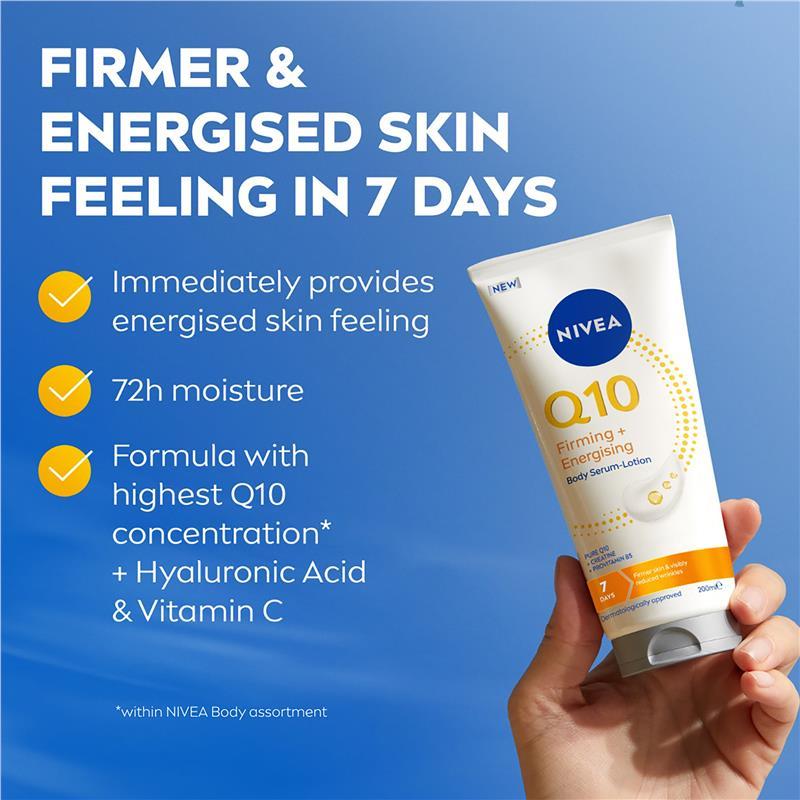 NIVEA Q10 Firming + Energising Body Serum Lotion with Hyaluronic Acid & Vitamin C 200ml