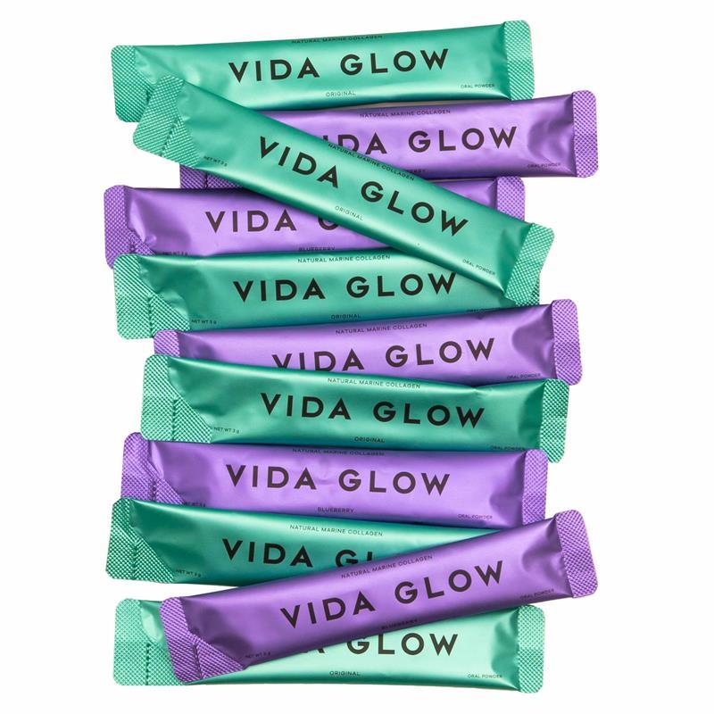 Vida Glow Natural Marine Collagen  Original & Blueberry 14 Day Trial Pack