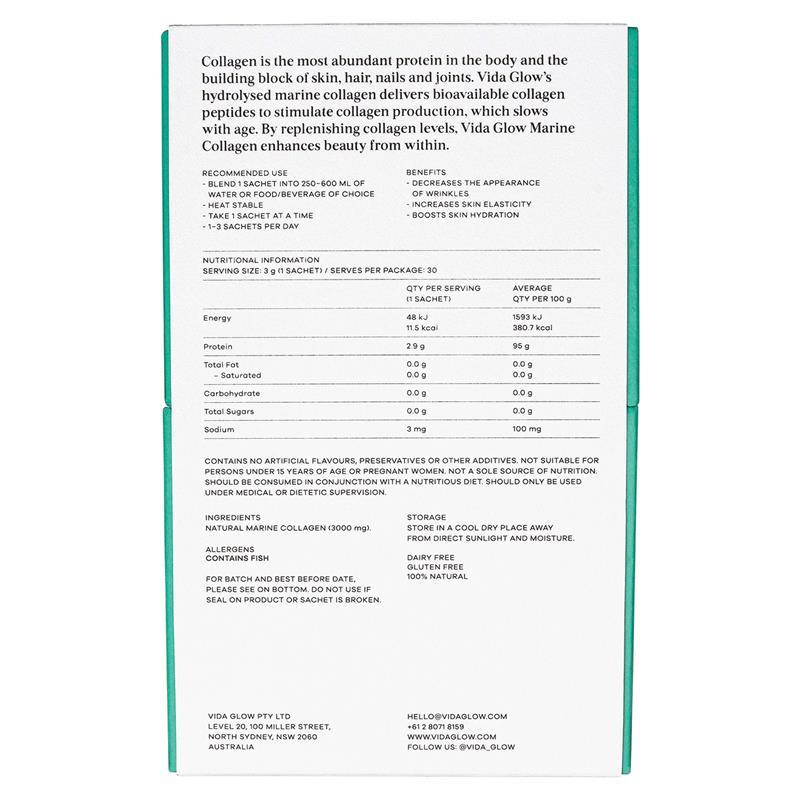 Vida Glow Natural Marine Collagen Original 30 Sachets