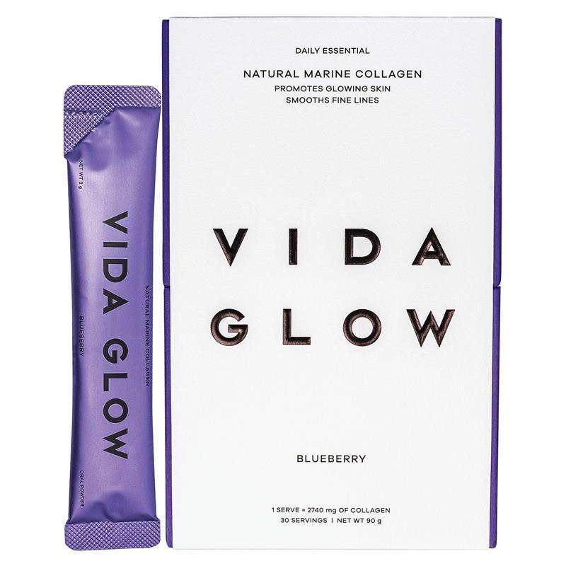 Vida Glow Natural Marine Collagen Blueberry 30 Sachets