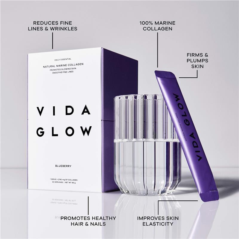 Vida Glow Natural Marine Collagen Blueberry 30 Sachets