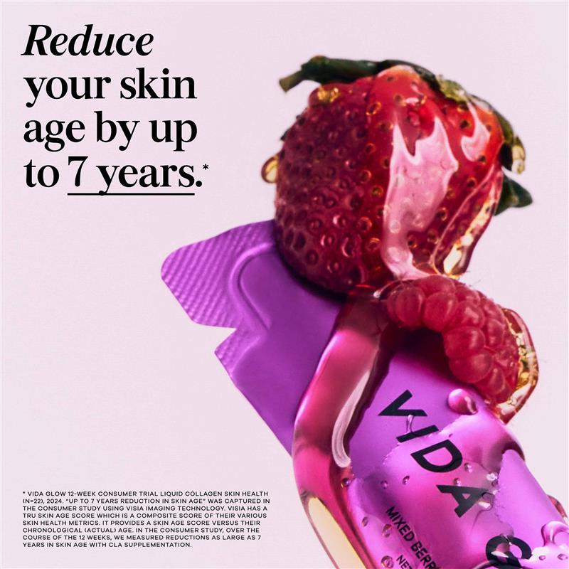 Vida Glow Liquid Collagen Skin Health Mixed Berry 15x12.5ml Liquid Sachets