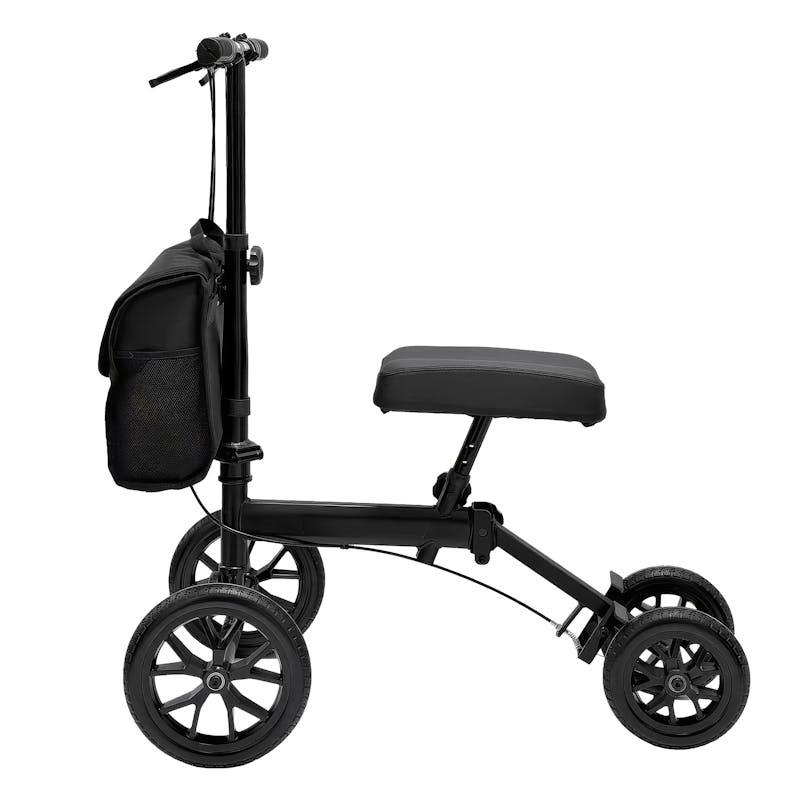 Orthonica Knee Walker with Adjustable Pad and Dual Brakes Black