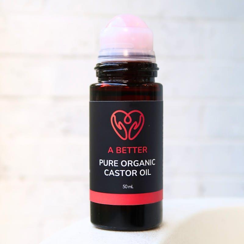 A Better Pure Organic Castor Oil Roll-On - Rose Quartz Roller 50ml