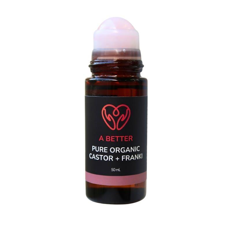 A Better Pure Organic Castor Oil and Frankincense Roll-On - Rose Quartz Roller 50ml