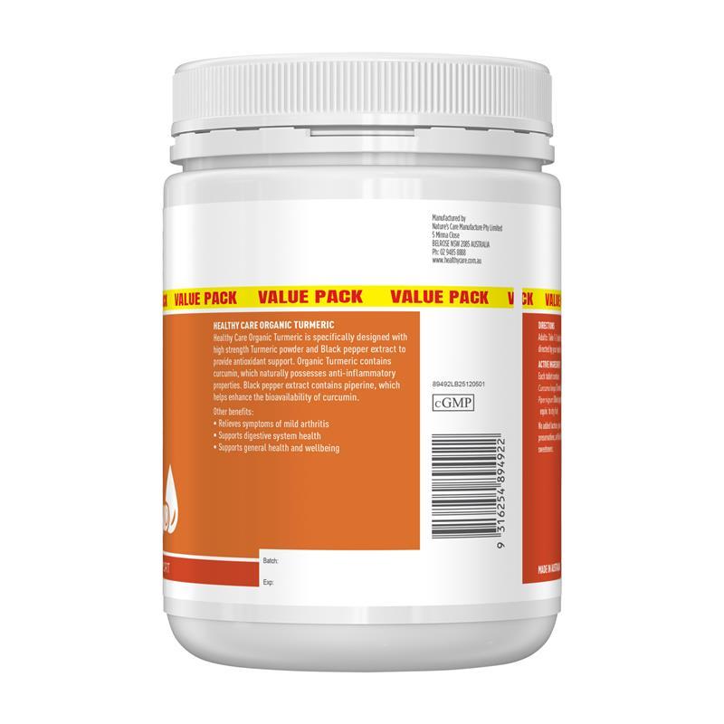 Healthy Care Organic Turmeric 300 Tablets
