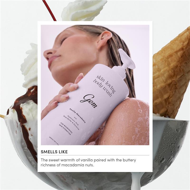 Gem Skin-Loving Vanilla Macadamia Body Wash 500ml Exclusive Size