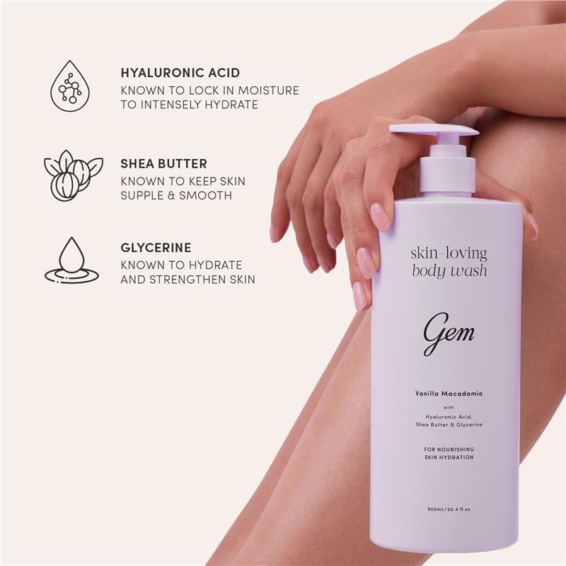 Gem Skin-Loving Vanilla Macadamia Body Wash 500ml Exclusive Size