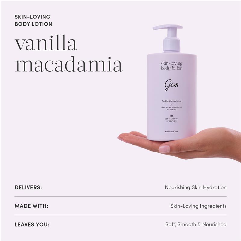Gem Skin-Loving Vanilla Macadamia Body Lotion 400ml