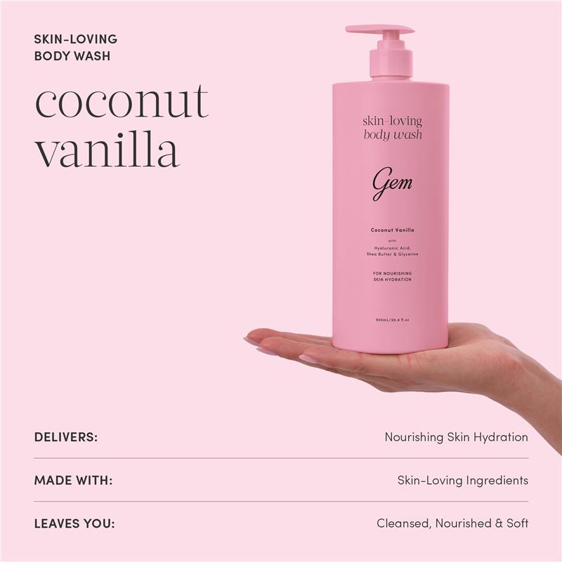 Gem Skin-Loving Coconut Vanilla Body Wash 500ml Exclusive Size