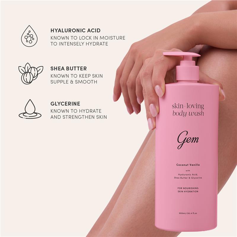 Gem Skin-Loving Coconut Vanilla Body Wash 500ml Exclusive Size