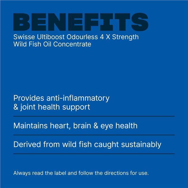 Swisse Ultiboost Odourless 4x Strength Wild Fish Oil Concentrate 150 Capsules