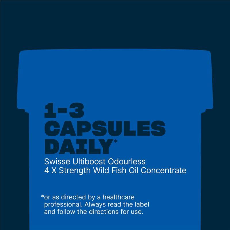 Swisse Ultiboost Odourless 4x Strength Wild Fish Oil Concentrate 150 Capsules