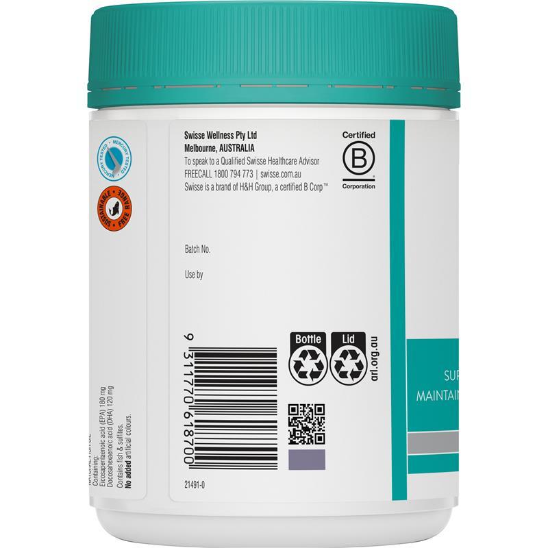 Swisse Ultiboost Odourless Wild Fish Oil 1000mg 250 Capsules