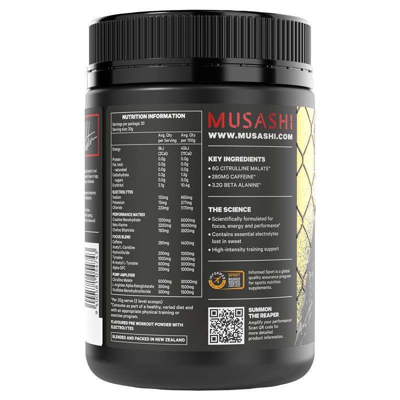 Musashi Reaper Preworkout Max Strength Blue Raspberry 400g